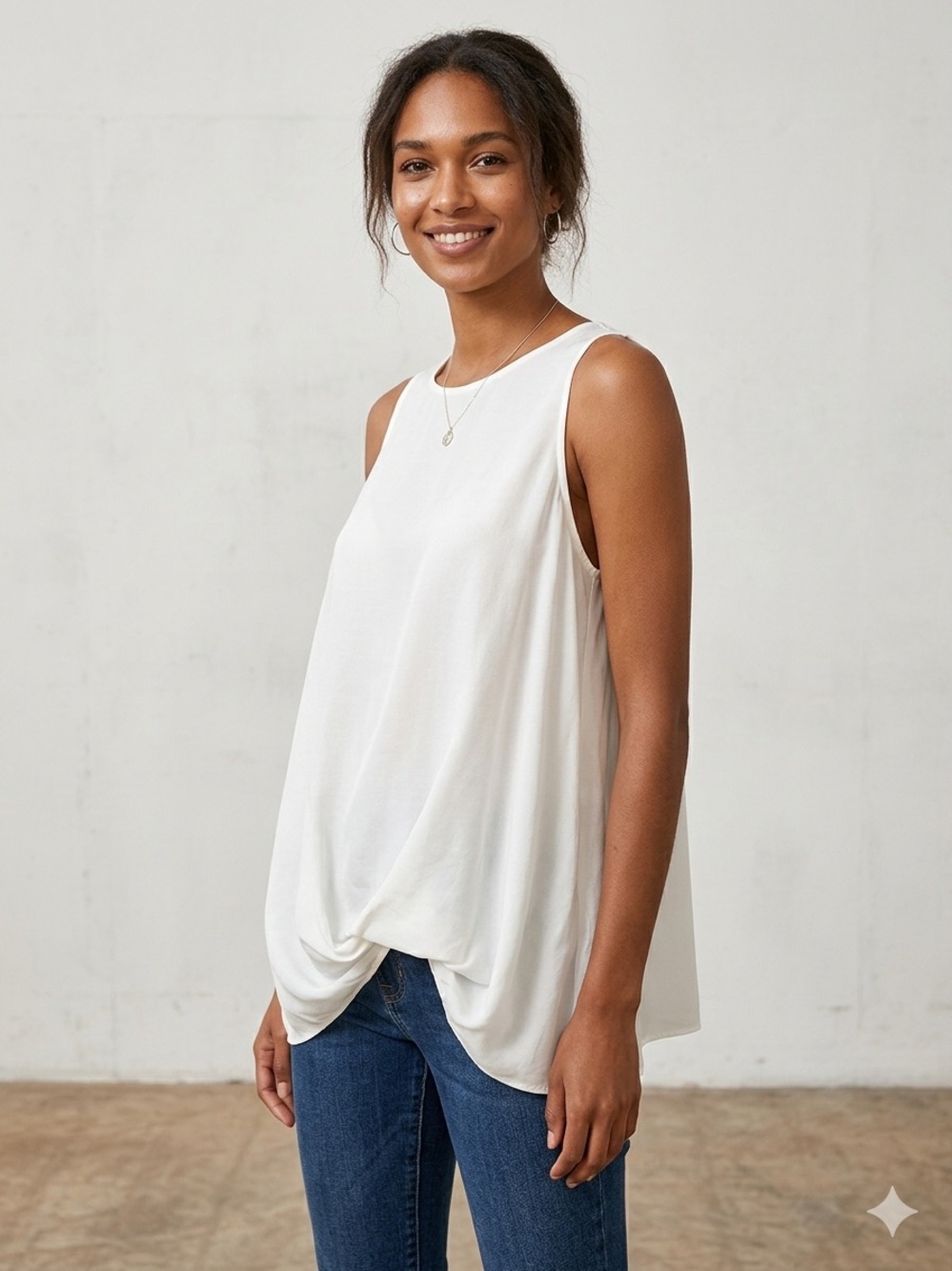 Reitmans White Sleeveless Tie-Back Tank Top Plus Size XXL